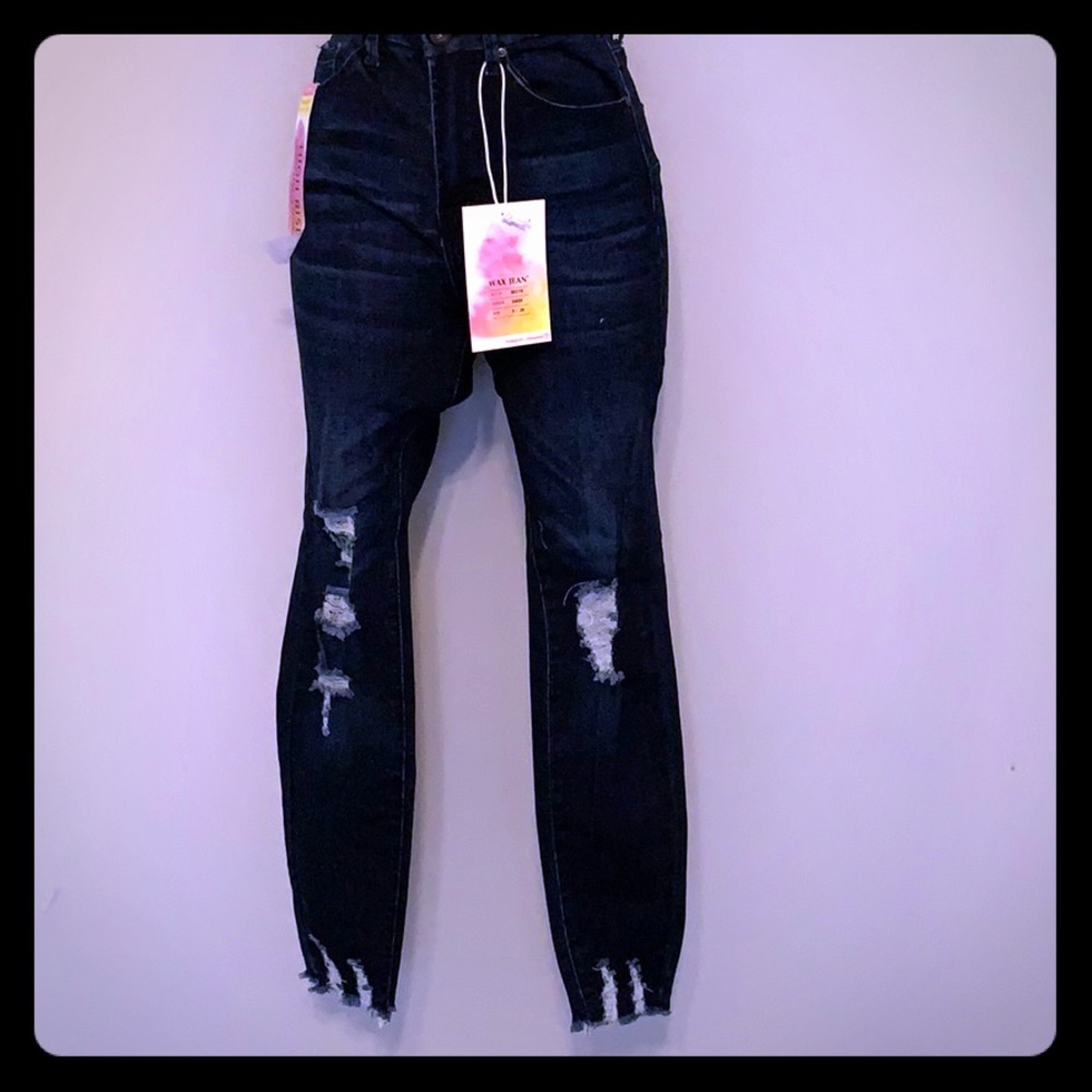 Distressed Dark Denim Jeans